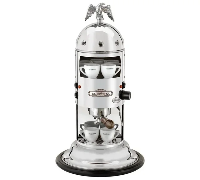 ELEKTRA Mini Verticale A1C Espresso Machine - Chrome &amp; Wood Finish