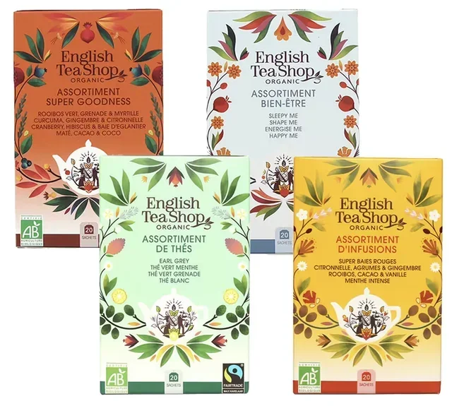 ENGLISH TEA SHOP Organic Tea &amp; Infusion Collection - 4 x 20 Bags