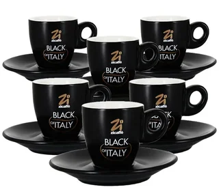 Zicaffè Black of Italy: 6 чаши за еспресо с подставки, 70 мл
