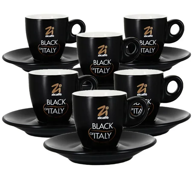 Juego 6 tazas espresso Black of Italy 7cl - Zicaffè