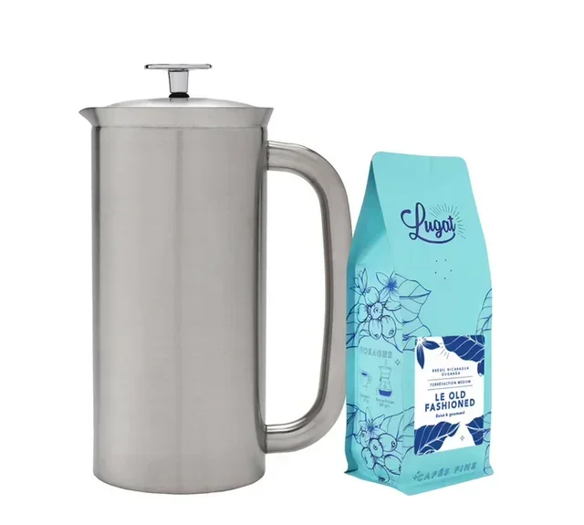 Cafeteira de êmbolo Espro P7 Aço Inoxidável escovado - 4 chávenas / 50cl - ESPRO + 230g café Lugat