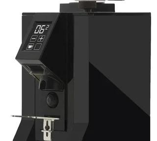 Кафемелачка EUREKA Mignon Specialità Noir с матово черно покритие и прозрачен контейнер за зърна.