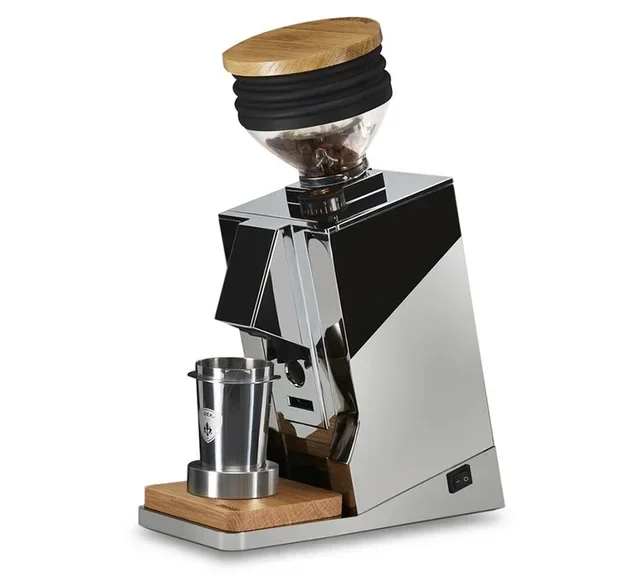 EUREKA ORO Mignon Single Dose Koffiemolen chroom/eikenhout met Blow Up