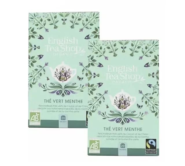 Confezione Tè Verde Menta Bio Equosolidale - 2x20 bustine - FAIRTRADE - ENGLISH TEA SHOP