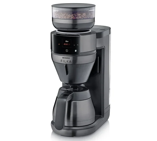 Caffettiera filtro Filka 2.0 KA4855 in acciaio inossidabile scuro, 5 in 1 - SEVERIN + omaggio