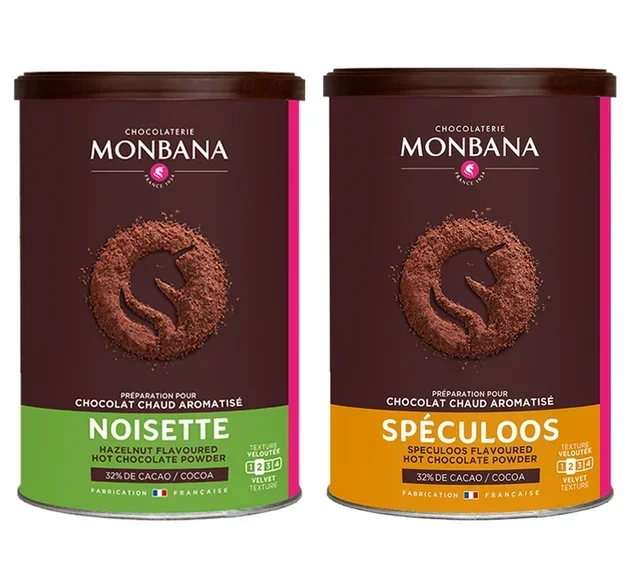 Flavored Chocolate Powder Pack Hazelnut Speculoos - Bulk 2 x 250 g - MONBANA