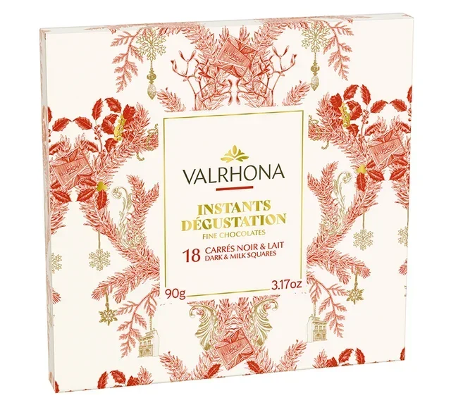 Gift box of 18 Christmas 2025 chocolate squares - 90 g - VALRHONA