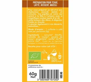 Golden Latte Curcuma Vanille Bio - Vrac 60 g - AROMANDISE