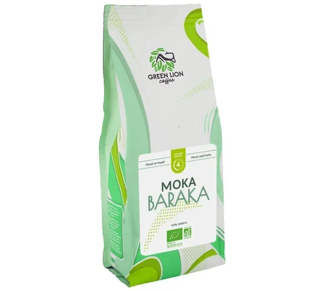 GREEN LION COFFEE Moka Baraka Bio – Café Grano Ecológico 2 kg – Profesional