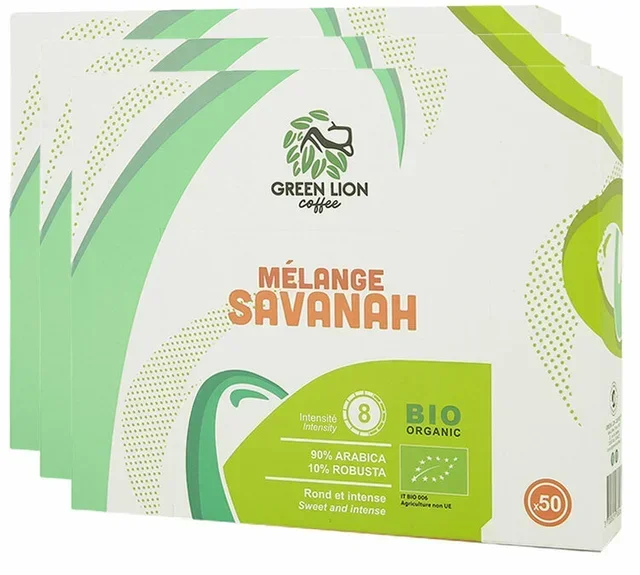 Green Lion Coffee Savannah Organic Blend – 150 Capsules for Nespresso* Pro