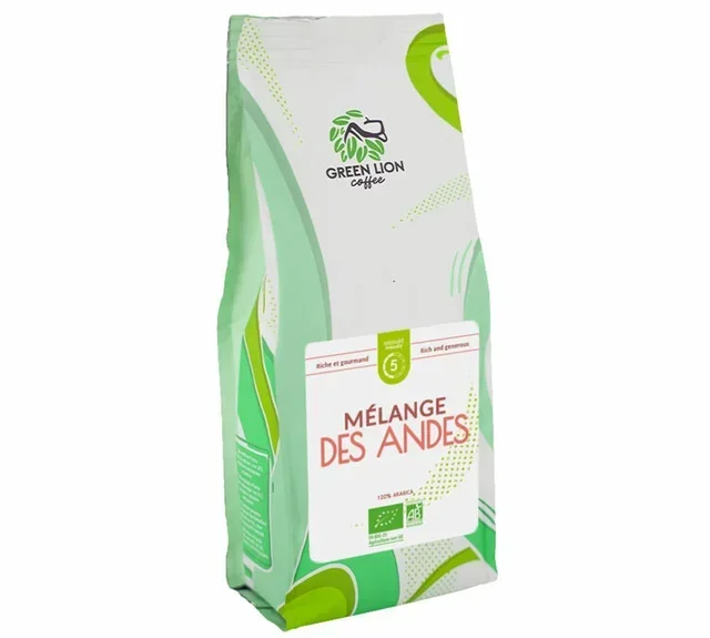 Green Lion Coffee The Andes Blend - 1kg Organic Whole Bean Coffee for Professionals