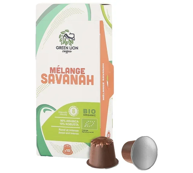 10 Kapslar Savannah Bio Blandningen Kompatibla Nespresso* Original - GREEN LION COFFEE