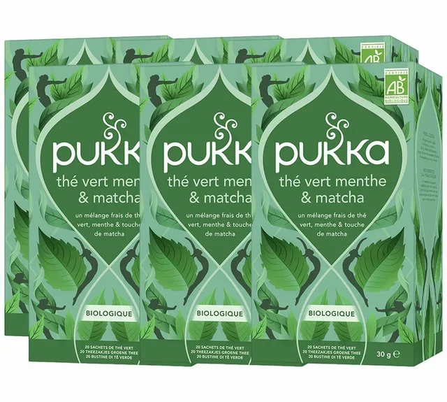 Tè Verde Menta &amp; Matcha Biologico PUKKA - 6 x 20 bustine