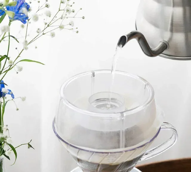 HARIO V60 drip assist bundle with V60 glass dripper and olive wood