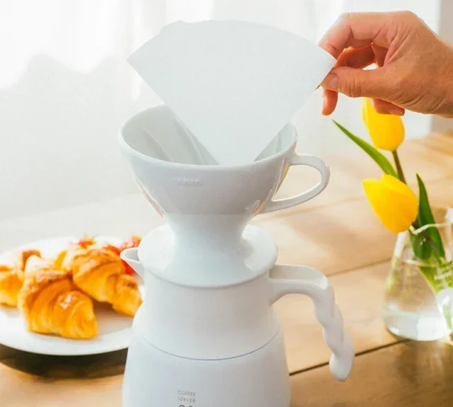 HARIO W60 PDC-02-W Dripper i Porslin - 1 till 4 koppar - med permanent filter inkluderat