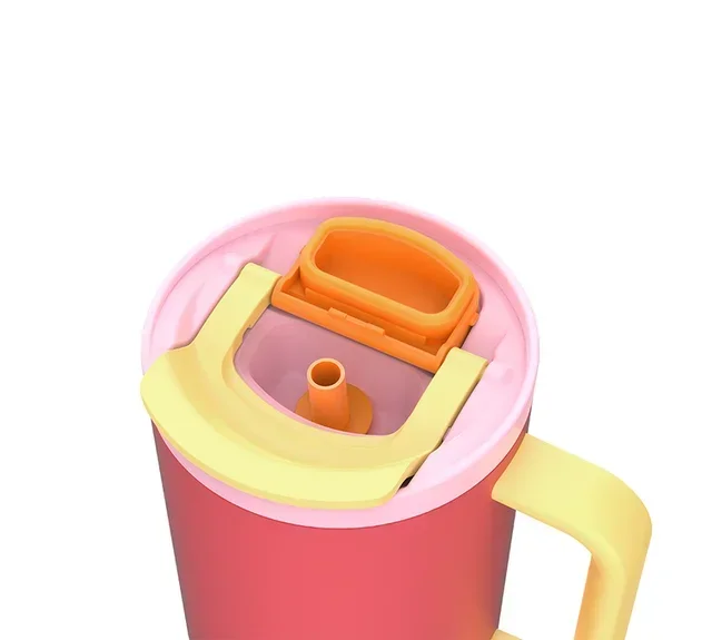 Termiczna butelka ze słomką Rio Pink papaya - 95 cl - KAMBUKKA