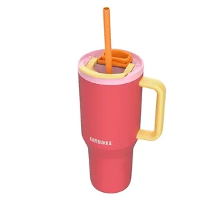 Termiczna butelka ze słomką Rio Pink papaya - 95 cl - KAMBUKKA