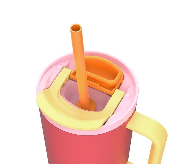 Termiczna butelka ze słomką Rio Pink papaya - 95 cl - KAMBUKKA