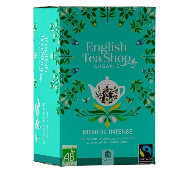 Kraftig økologisk peppermynte-te – 20 teposer – Fairtrade-sertifisert – ENGLISH TEA SHOP