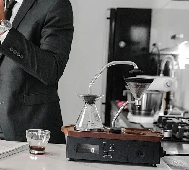 JOY RESOLVE Barisieur Kaffeemaschine mit Wecker – programmierbar, Schwarz und Walnuss