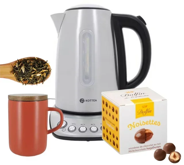Coffret cadeau Bouilloire Kottea KT102 1.7L + Tisanière + Thé + Chocolat