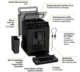 Macinacaffè Espresso KRUPS Evidence Eco Design Nero EA897B10
