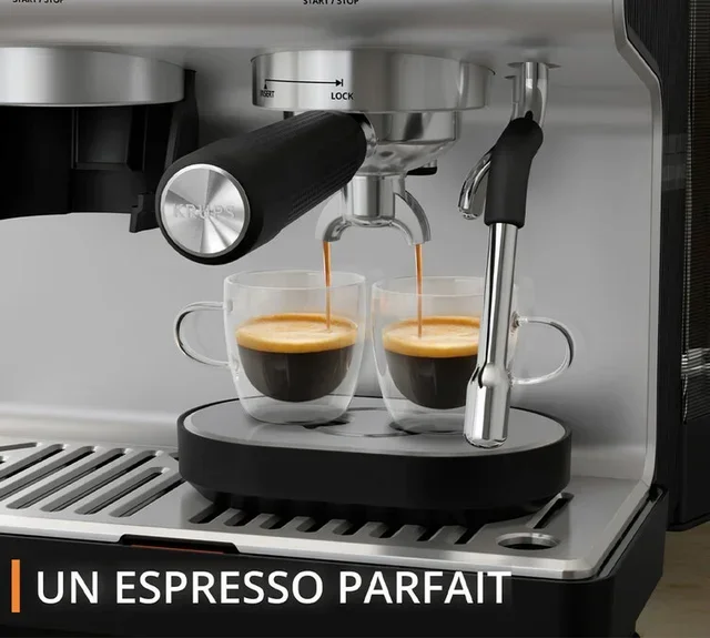 KRUPS Precision+ rozsdamentes eszpresszógép beépített őrlővel és barista készlettel