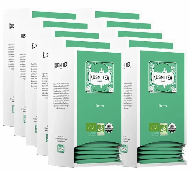 Tè verde e mate Detox Bio per professionisti - 10 confezioni da 25 bustine di tè singolarmente avvolte - Kusmi Tea