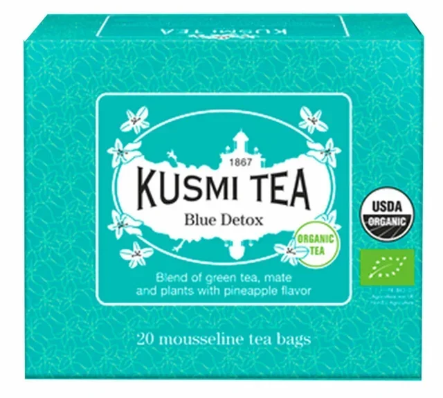 KUSMI TEA Organic Green Tea &amp; Maté Blue Detox – 20 Tea Bags