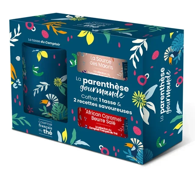 "La parenthèse gourmande" Gourmet Tea Gift Set - 2 loose leaf teas + 1 decorative cup - COMPTOIR FRANÇAIS DU THÉ
