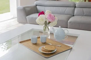 Piatto da portata in bambù bianco, modello Pebbly – 40 cm.