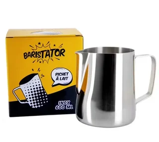 Latte Art Barista Set: Steel Pitcher, Styling Pen, Cocoa Shaker &amp; Monin Syrups