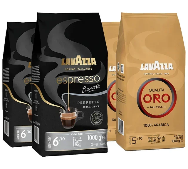 LAVAZZA - 4 kg Whole Bean Coffee Bundle: 2 kg Qualita Oro &amp; 2 kg Espresso Barista Perfetto