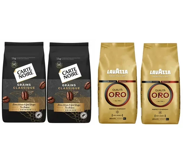 LAVAZZA Qualità Oro &amp; CARTE NOIRE Classique Pur Arabica – 4kg Whole Bean Coffee Bundle