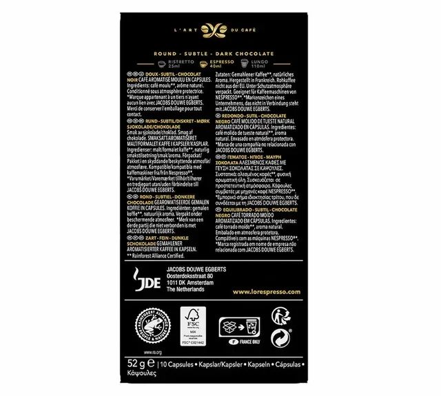 L'OR ESPRESSO Suklaa – 10 kapselia Nespresso* Original -yhteensopiva