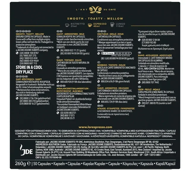L'OR ESPRESSO Delizioso 50 Capsules - Nespresso* Original Compatible