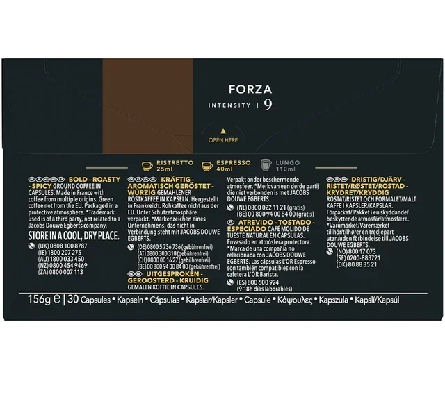 L'OR ESPRESSO Forza – 30 Aluminium-Kapseln für Nespresso* Original