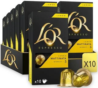 L'OR ESPRESSO Lungo Mattinata – 100 aluminiowych kapsułek do systemu Nespresso* Original