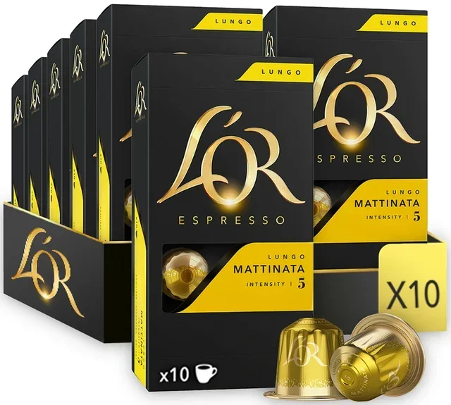 L'OR ESPRESSO Lungo Mattinata – 100 aluminiowych kapsułek do systemu Nespresso* Original