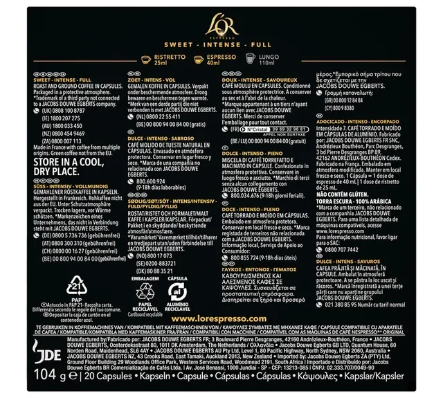 L'OR ESPRESSO Or Rose Capsules x20 - Nespresso* Original Compatible