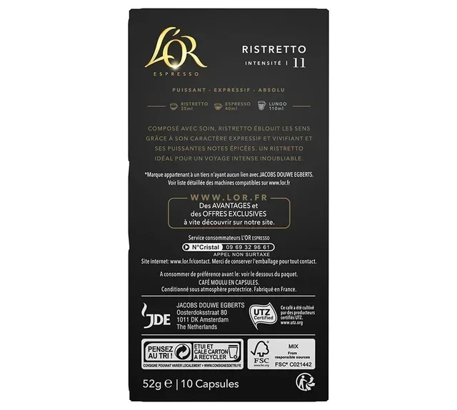 L'OR ESPRESSO Ristretto – 10 капсула за Nespresso* Original