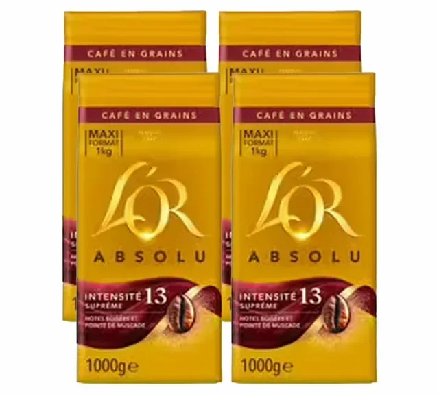 L'Or Whole Bean Coffee Bundle 4kg Intensity 13