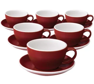 Set 6 Tazas y Platillos Latte Loveramics Egg 30cl Rojo