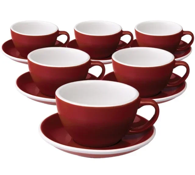 Set 6 Tazas y Platillos Latte Loveramics Egg 30cl Rojo