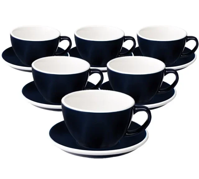 Set LOVERAMICS Egg Denim - Tazas Latte 30cl con Platillos x6