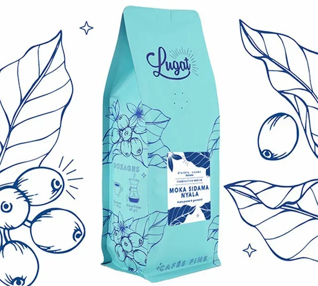 Lugat Whole Bean Coffee 1kg - Ethiopia Moka Sidama Nyala Professional