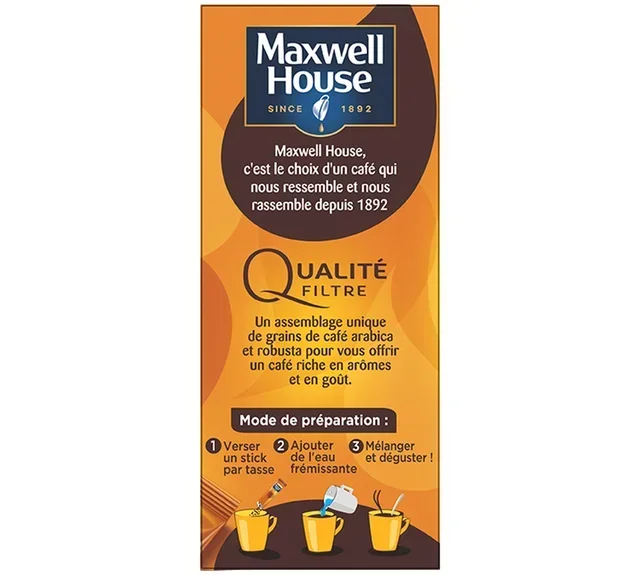 25 saszetek - Kawa Instant - Jakość Filtrująca - MAXWELL HOUSE