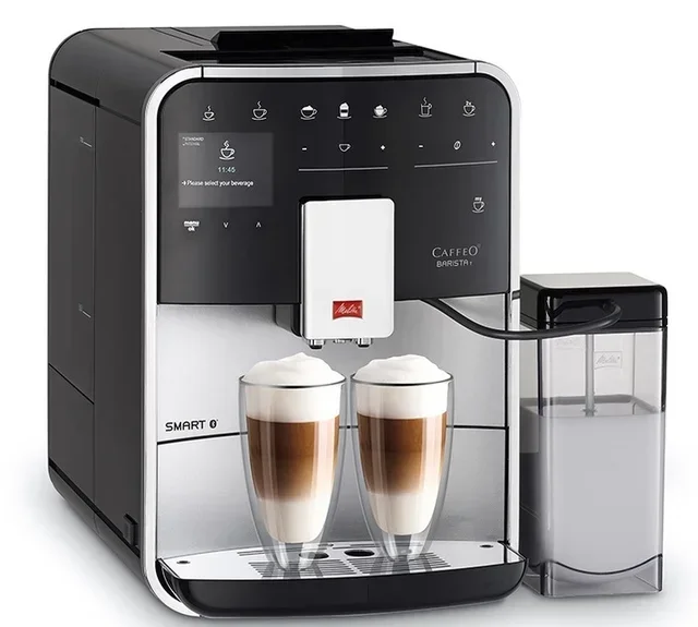 Macchina da caffè espresso Melitta Barista T Smart Connect, colore argento/nero, modello F830-101.