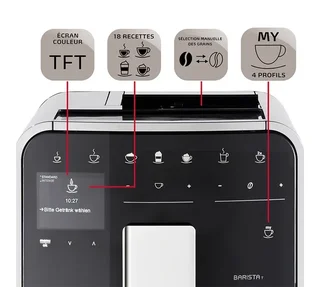 Macchina da caffè espresso Melitta Barista T Smart Connect, colore argento/nero, modello F830-101.