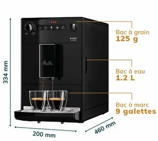 Macinacaffè Espresso MELITTA Purista® F230-002 Pure Black Exclusive